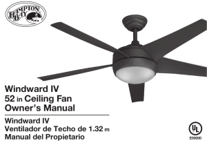 Windward IV 52 in Ceiling Fan Owner`s Manual