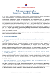 Orientaciones pastorales: Comunidad – Eucaristía – Domingo.