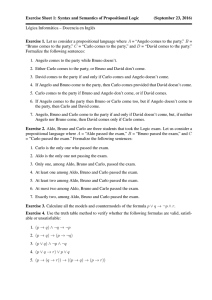 Exercise Sheet 1: Syntax and Semantics of Propositional Logic