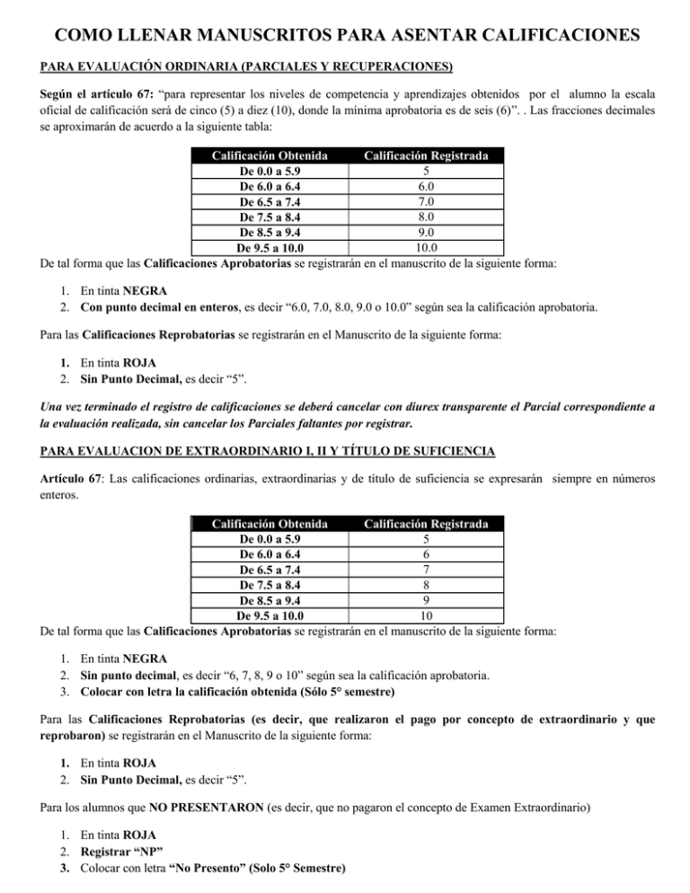 Procedimiento Para Entrega De Calificaciones