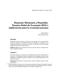 Diamond, Mortensen y Pissarides: Premios Nobel de Economía