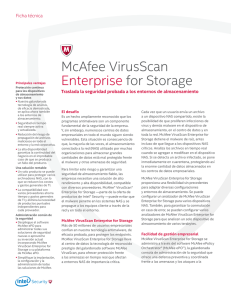 McAfee VirusScan Enterprise Software for Storage Ficha Técnica