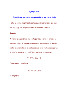 Ejemplo 2-7 Ecuación de una recta perpendicular a una recta dada