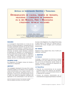 determinaci&oacute;n de caudal, tiempos de tr&aacute;nsito, velocidad y