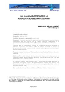 Las alianzas electorales en la perspectiva jurídica costarricense
