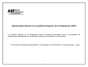 Oportunidad laboral en la Auditoría Superior de la Federación (ASF)