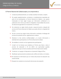 PREMIO NACIONAL DE CALIDAD Código de Ética y Conducta El