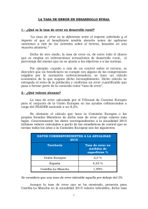 La tasa de error es la diferencia - Programa de Desarrollo Rural de