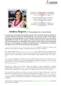 Andrea Ropero Presentadora de La Sexta Noche