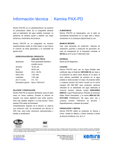 Información técnica Kemira PAX-PD
