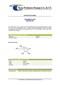 especificaciones ascorbico acid usp/bp/fcc