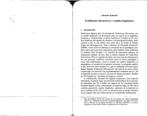 Tradiciones discursivas y cambio lingüístico1