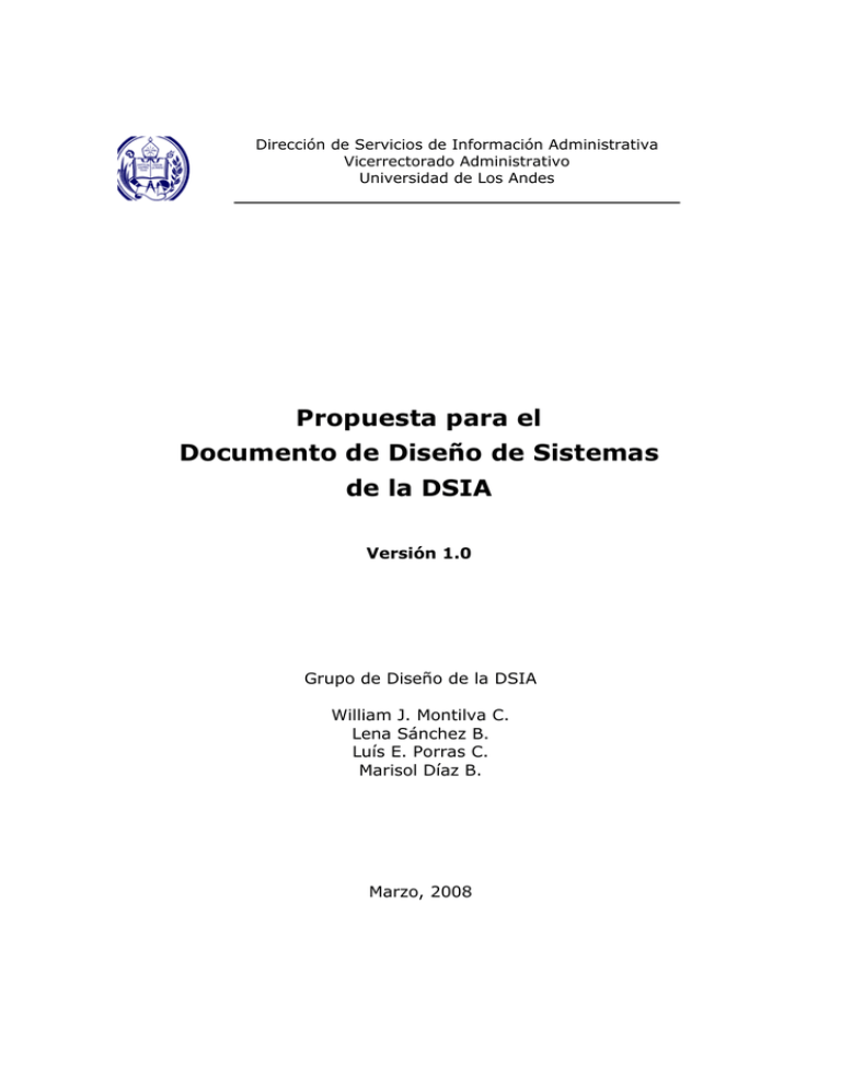 Propuesta Para El Documento De Diseño De Sistemas De La DSIA