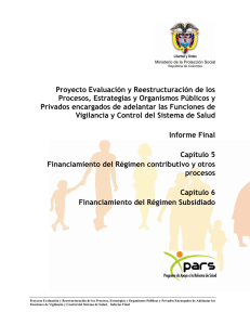 Financiamiento del Régimen contributivo y otros procesos. CAP 5