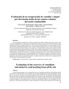 Evaluación de la recuperación de vanadio y níquel por lixiviación