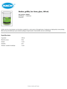 Beaker, griffin, low form, glass, 100 mL