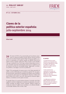 Claves de la política exterior española: julio-septiembre 2014