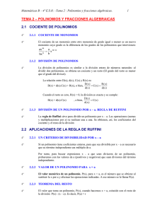 TEMA 2 – POLINOMIOS Y FRACCIONES ALGEBRAICAS 2.1