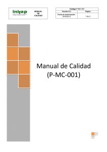 Manual de Calidad (P-MC-001) - Centro de investigación regional