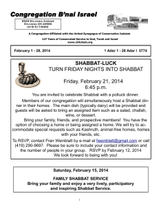 February 2014 bulletin - Congregation B`nai Israel