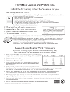 Formatting Options and Printing Tips Manual Formatting for Word