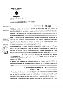 ampliación de la resolución pertinente al proyecto de inversión