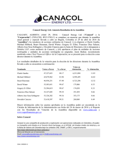 Canacol Energy Ltd. Anuncia Resultados de la Asamblea