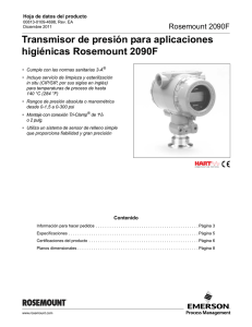 Transmisor de presión para aplicaciones higiénicas Rosemount