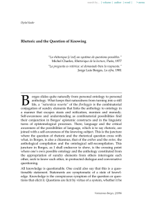 Rhetoric and the Question of Knowing