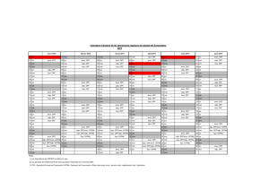 2015 Calendario indicativo de las operaciones regulares de
