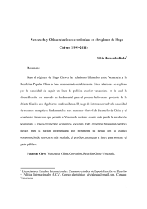 Venezuela y China relaciones económicas en el régimen de Hugo