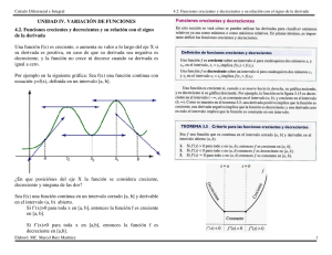 UNIDAD IV. VARIACIÓN DE FUNCION 4.2. Funciones crecientes y