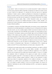 Análisis de la Financiación de la Actividad Emprendedora