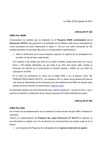 La Plata, 28 de Agosto de 2015 CIRCULAR Nº 288 IOMA Plan