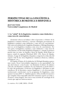 Perspectivas de la lingüística histórica románica e hispánica