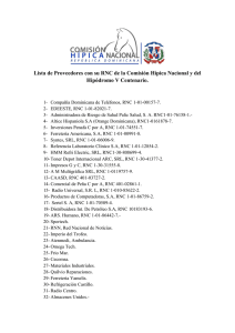 Lista de Proveedores con su RNC de la Comisión Hípica Nacional y