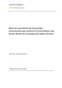 Oficio de Juan Martín de Pueyrredón comunicando
