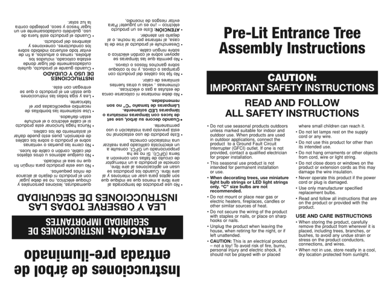 PreLit Entrance Tree Assembly Instructions