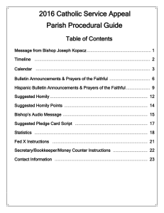 2016 Catholic Service Appeal Parish Procedural Guide
