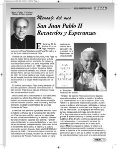 Mensaje del mes San Juan Pablo II Recuerdos y Esperanzas