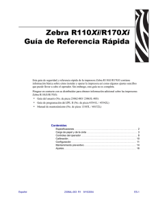 Zebra R110Xi/R170Xi Guía de Referencia Rápida