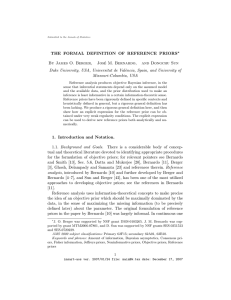 THE FORMAL DEFINITION OF REFERENCE PRIORS∗ By James O