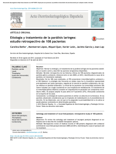Etiología y tratamiento de la parálisis laríngea: estudio retrospectivo