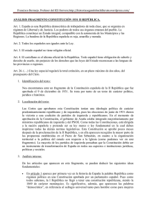 Análisis fragmento Constitución 1931 II República española