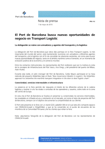 Nota de prensa El Port de Barcelona busca nuevas oportunidades