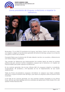 Llama presidente de Uruguay a electores a respetar la tolerancia
