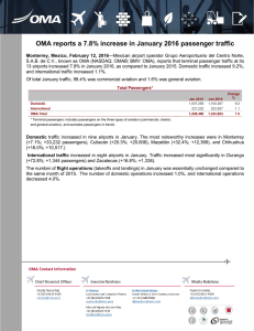 OMA reports a 7.8% increase in January 2016 passenger traffic