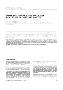 conocimientos que interaccionan en la ense&ntilde;anza de las