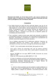 Resolución del Ararteko, de 10 de marzo de 2011