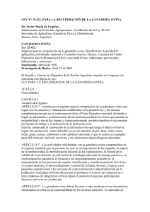 LEY N° 25.422, PARA LA RECUPERACIÓN DE LA GANADERÍA